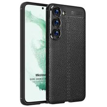 Microsonic Samsung Galaxy S23 Deri Dokulu Silikon Siyah Kılıf