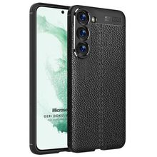 Microsonic Samsung Galaxy S23 Plus Deri Dokulu Silikon Siyah Kılıf