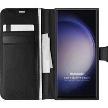 Microsonic Samsung Galaxy S23 Ultra Delux Leather Wallet Siyah Kılıf