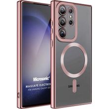 Microsonic Samsung Galaxy S23 Ultra MagSafe Luxury Electroplate Rose Gold Cep Telefonu Kılıfı