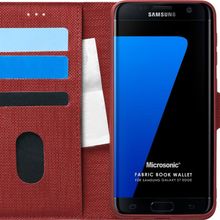 Microsonic Samsung Galaxy S7 Edge Fabric Book Wallet Kırmızı Cep Telefonu Kılıfı