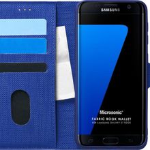Microsonic Samsung Galaxy S7 Edge Fabric Book Wallet Lacivert Cep Telefonu Kılıfı
