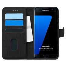 Microsonic Samsung Galaxy S7 Edge Fabric Book Wallet Siyah Cep Telefonu Kılıfı
