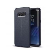 Microsonic Samsung Galaxy S8 Plus Deri Dokulu Silikon Lacivert Cep Telefonu Kılıfı
