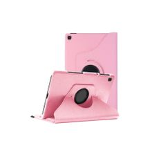 Microsonic Samsung Galaxy Tab A 10.1 İnç T510 360 Rotating Stand Deri Açık Pembe Kılıf