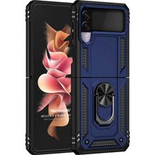 Microsonic Samsung Galaxy Z Flip 3 Military Ring Holder Lacivert Cep Telefonu Kılıfı
