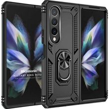 Microsonic Samsung Galaxy Z Fold 4 Military Ring Holder Siyah Cep Telefonu Kılıfı