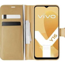 Microsonic Vivo Y16 Delux Leather Wallet Gold Cep Telefonu Kılıfı