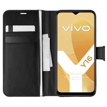 Microsonic Vivo Y16 Delux Leather Wallet Siyah Cep Telefonu Kılıfı