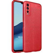 Microsonic Vivo Y20 Deri Dokulu Silikon Kırmızı Cep Telefonu Kılıfı