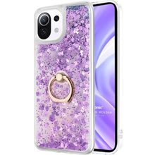 Microsonic Xiaomi Mi 11 Lite Glitter Liquid Holder Mor Kılıf