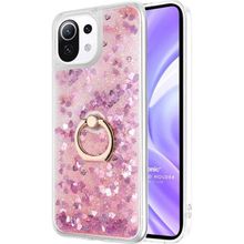 Microsonic Xiaomi Mi 11 Lite Glitter Liquid Holder Pembe Kılıf