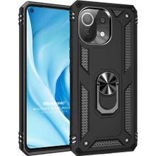 Microsonic Xiaomi Mi 11 Lite Military Ring Holder Siyah Kılıf