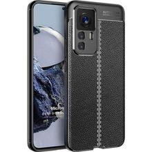 Microsonic Xiaomi Mi 12T Pro Deri Dokulu Silikon Siyah Kılıf