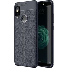 Microsonic Xiaomi Mi 8 Deri Dokulu Silikon Lacivert Kılıf