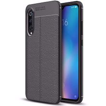 Microsonic Xiaomi Mi 9 Deri Dokulu Siyah Silikon Kılıf