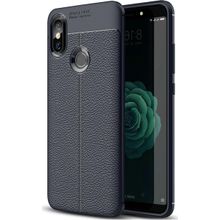 Microsonic Xiaomi Mi A2 Deri Dokulu Silikon Lacivert Kılıf