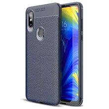 Microsonic Xiaomi Mi Mix 3 Deri Dokulu Silikon Lacivert Kılıf