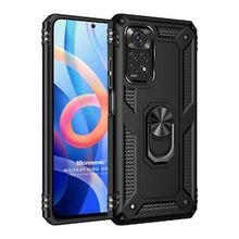 Microsonic Xiaomi Note 11 Pro 5G Military Ring Holder Siyah Cep Telefonu Kılıfı