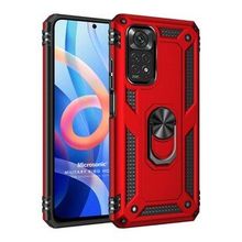 Microsonic Xiaomi Note 11S Military Ring Holder Kırmızı Cep Telefonu Kılıfı