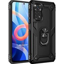 Microsonic Xiaomi Note 11S Military Ring Holder Siyah Kılıf