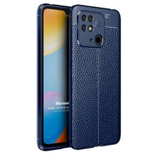 Microsonic Xiaomi Poco C40 Deri Dokulu Silikon Lacivert Kılıf