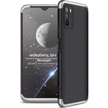 Microsonic Xiaomi Poco M3 Double Dip 360 Protective Siyah Gri Kılıf