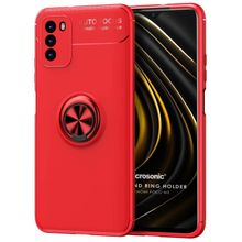 Microsonic Xiaomi Poco M3 Kickstand Ring Holder Kırmızı Kılıf