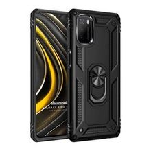 Microsonic Xiaomi Poco M3 Military Ring Holder Siyah Kılıf