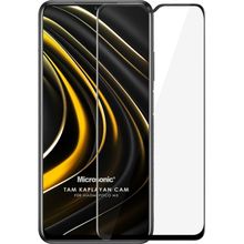 Microsonic Xiaomi Poco M3 Tam Kaplayan Temperli Siyah Cam Ekran Koruyucu