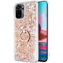 Microsonic Xiaomi Poco M5s Glitter Liquid Holder Gold Kılıf