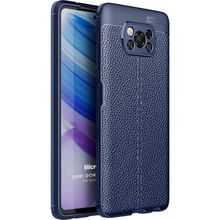 Microsonic Xiaomi Poco X3 Pro Deri Dokulu Silikon Lacivert Cep Telefonu Kılıfı
