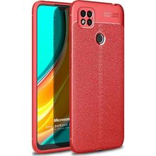 Microsonic Xiaomi Redmi 10A Deri Dokulu Silikon Kırmızı Cep Telefonu Kılıfı