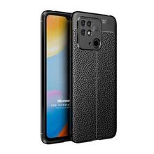 Microsonic Xiaomi Redmi 10C Deri Dokulu Silikon Siyah Kılıf