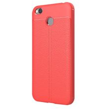 Microsonic Xiaomi Redmi 4x Suni Deri Dokulu Silikon Kırmızı Kılıf