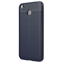 Microsonic Xiaomi Redmi 4x Suni Deri Dokulu Silikon Lacivert Kılıf