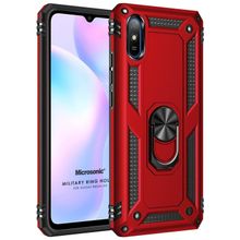 Microsonic Xiaomi Redmi 9A Military Ring Holder Kırmızı Kılıf