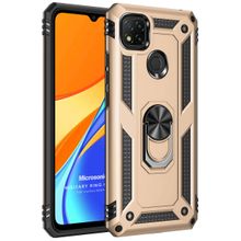 Microsonic Xiaomi Redmi 9C Military Ring Holder Gold Kılıf