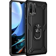 Microsonic Xiaomi Redmi 9T Military Ring Holder Siyah Kılıf