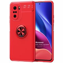 Microsonic Xiaomi Redmi K40 Kickstand Ring Holder Kırmızı Kılıf