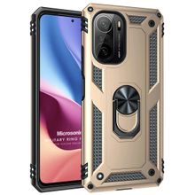 Microsonic Xiaomi Redmi K40 Military Ring Holder Gold Cep Telefonu Kılıfı