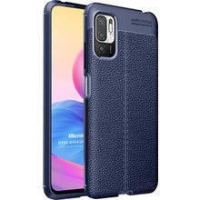 Microsonic Xiaomi Redmi Note 10 5G Deri Dokulu Silikon Lacivert Cep Telefonu Kılıfı