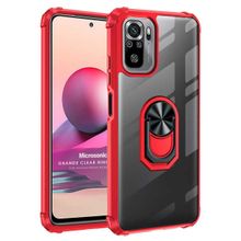 Microsonic Xiaomi Redmi Note 10 Grande Clear Ring Holder Kırmızı Kılıf