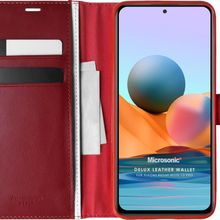 Microsonic Xiaomi Redmi Note 10 Pro Max Delux Leather Wallet Kırmızı Cep Telefonu Kılıfı
