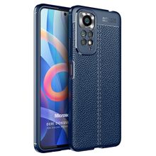 Microsonic Xiaomi Redmi Note 11 Deri Dokulu Silikon Lacivert Cep Telefonu Kılıfı