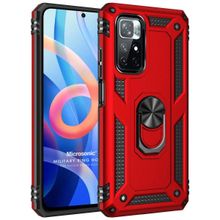 Microsonic Xiaomi Redmi Note 11 Military Ring Holder Kırmızı Cep Telefonu Kılıfı