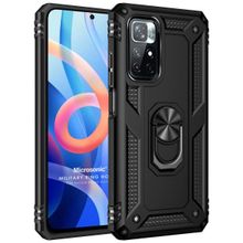 Microsonic Xiaomi Redmi Note 11 Military Ring Holder Siyah Cep Telefonu Kılıfı