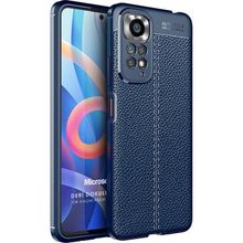 Microsonic Xiaomi Redmi Note 11S Deri Dokulu Silikon Lacivert Cep Telefonu Kılıfı