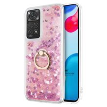 Microsonic Xiaomi Redmi Note 11S Glitter Liquid Holder Pembe Cep Telefonu Kılıfı