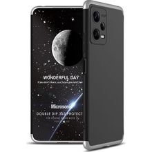 Microsonic Xiaomi Redmi Note 12 Double Dip 360 Protective Siyah Gri Cep Telefonu Kılıfı